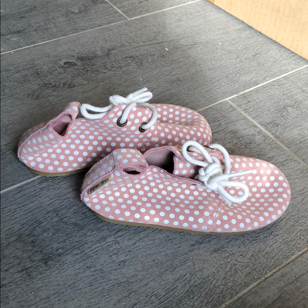 Piper Finn pink polka dot shoes